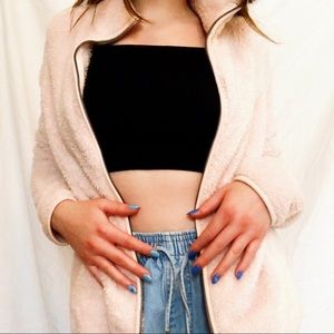 fluffy pink zip-up